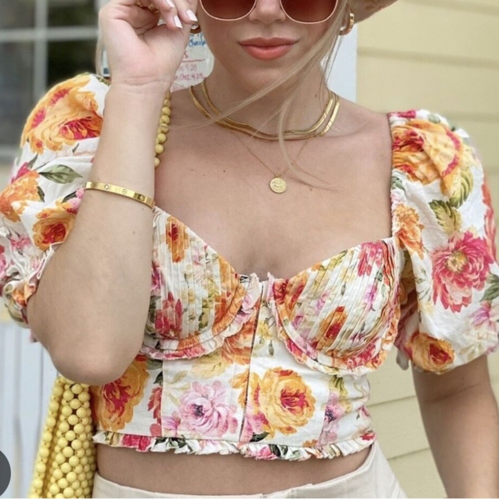 For Love & Lemons Peony Cropped Blouse